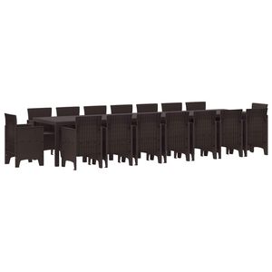 vidaXL Градински комплект за хранене с възглавници 17 pcs Кафяво ПП