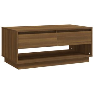 vidaXL Кафе маса, кафяв дъб, 102,5x55x44 см, инженерно дърво