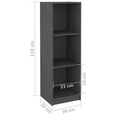 vidaXL Библиотека/разделител за стая, сива, 36x33x110 см, бор масив