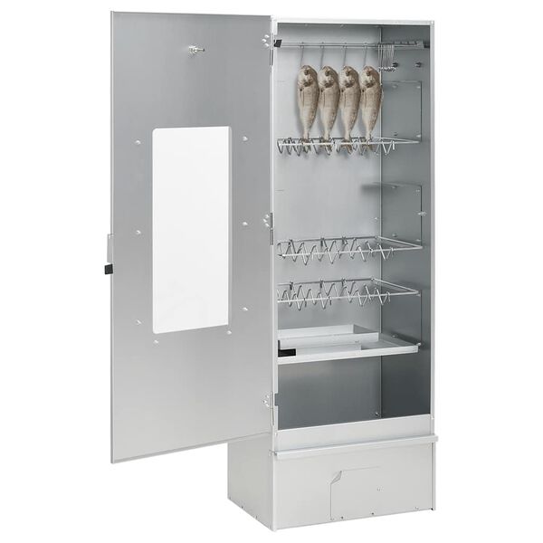 vidaXL BBQ опушвач с дървесен чипс 44,5x29x110 см поцинкована стомана