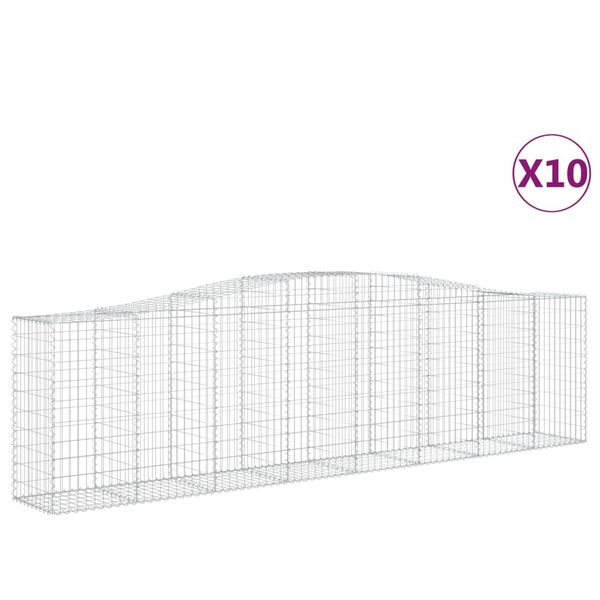 vidaXL Габионни кошници арка 10 бр 400x50x100/120см поцинковано желязо