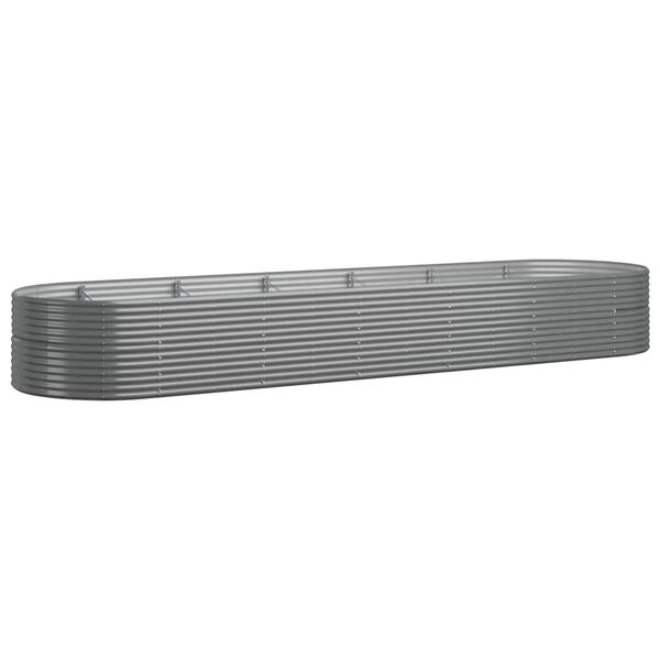 vidaXL Градински плантер прахово боядисана стомана 510x140x68 см сив