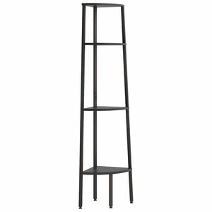 vidaXL Ъглова етажерка с 4 рафта черна 45,5x31,5x150 см