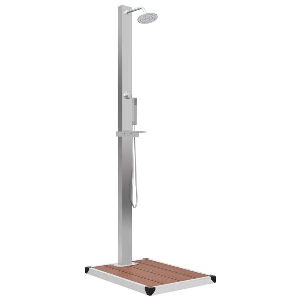 vidaXL Градински душ с корито, WPC, неръждаема стомана