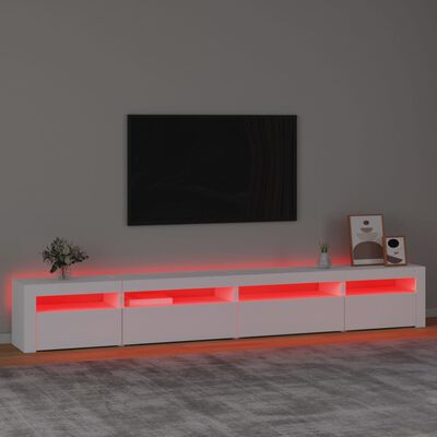 vidaXL ТВ шкаф с LED осветление, бял, 270x35x40 см