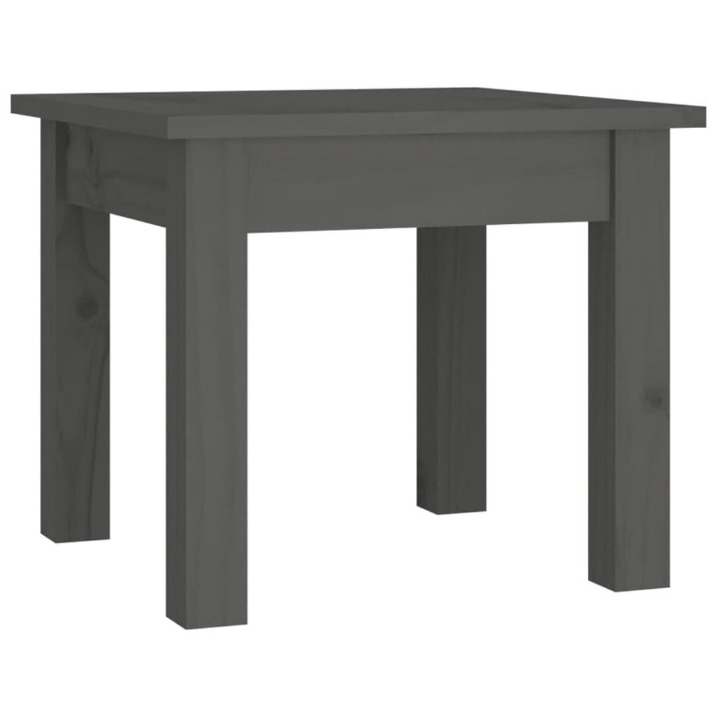 vidaXL Кафе маса, сива, 35x35x30 см, борово дърво масив