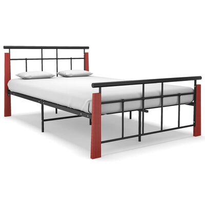 vidaXL Рамка за легло, метал и дъбов масив, 120x200 см
