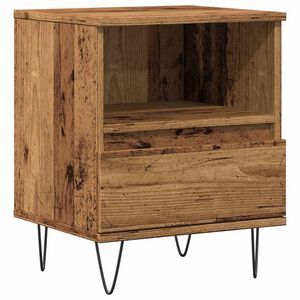 vidaXL Нощно шкафче, старо дърво, 40x35x50 см инженерно дърво