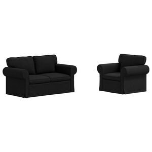 vidaXL Комплект дивани 2 pcs Черно 155 x 82 x 80 см текстил