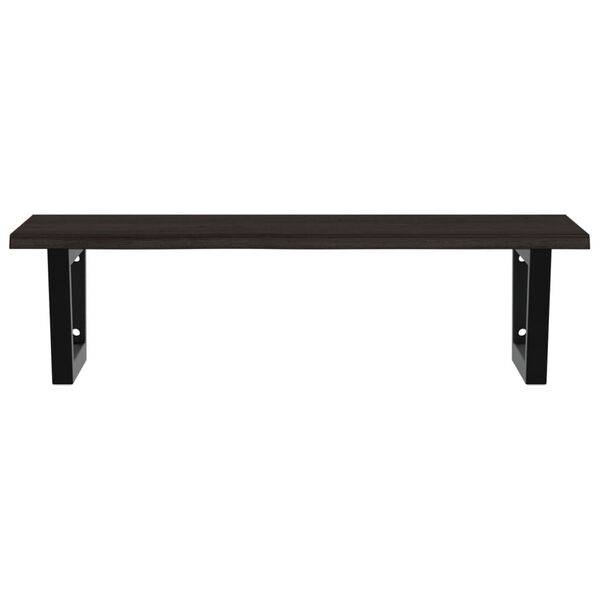 vidaXL Стенен рафт за мивка, стомана и масивно дърво дъб