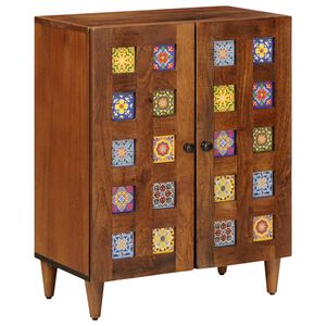 vidaXL Служебен шкаф Орех 60 x 33,5 x 75 см Солидно мангово дърво