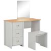 vidaXL Тоалетка с огледало и табуретка, сива, 104x45x131 см