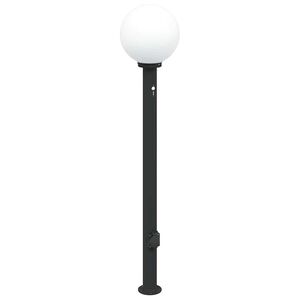 vidaXL Осветителна колона със сензор и контакт 120 см, черна, IP44
