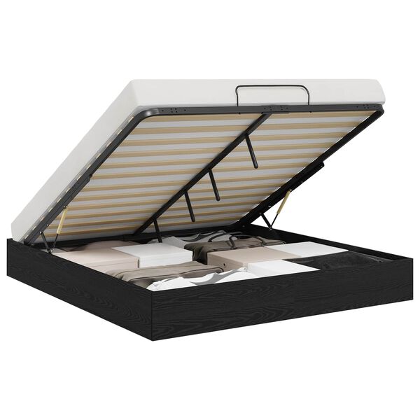 vidaXL Отоманско легло със съхранение Черен Дъб 203 x 160 x 25 см