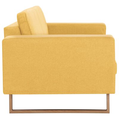 vidaXL 3-местен диван, текстил, жълт