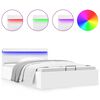 vidaXL Легло с повдигащ механизъм и LED бяло еко кожа 120x200 cм