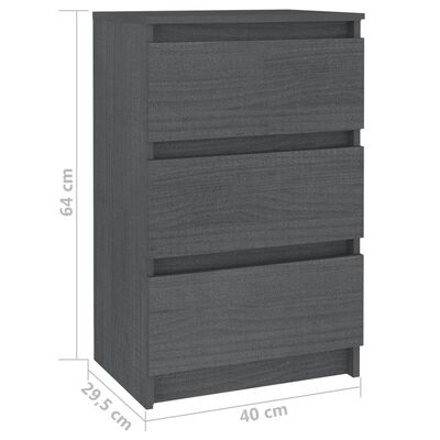 vidaXL Нощни шкафчета, 2 бр, сиви, 40x29,5x64 см, борово дърво масив