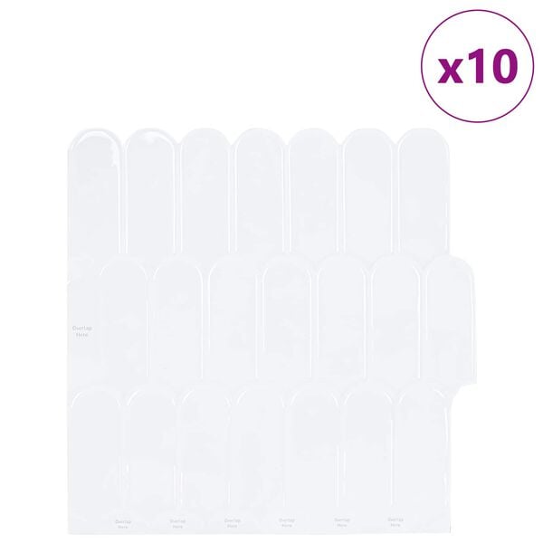 vidaXL Декоративни лепенки 10 pcs Бяло 30 x 30 x 0,8 см