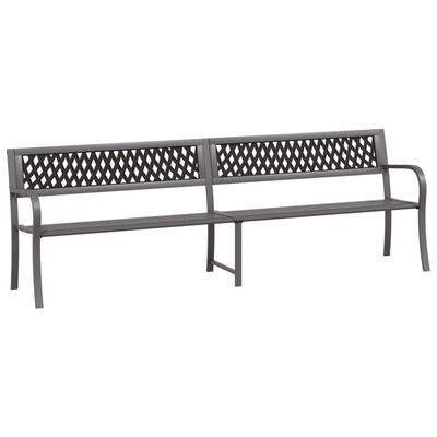 vidaXL Двойна градинска пейка, 246 см, сива, стомана
