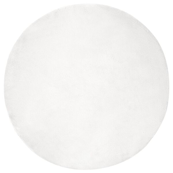 vidaXL Килим с изкуствена заешка козина Olite Бяло &Oslash; 100 см Полиестер