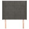 vidaXL Горна табла за легло с уши, тъмносива, 103x16x118/128см, кадифе