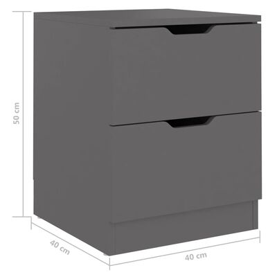 vidaXL Нощнo шкафче, сиво, 40x40x50 см, ПДЧ