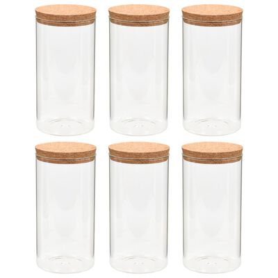 vidaXL Стъклени буркани за съхранение с коркови капаци, 6 бр, 1400 мл