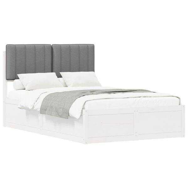 vidaXL Леглова рамка с тапицирана гръбна част Светлосиво 120 x 200 cm