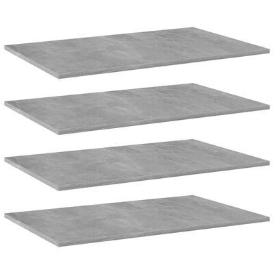 vidaXL Рафтове за етажерка, 4 бр, бетонно сиви, 80x50x1,5 см, ПДЧ