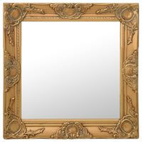 vidaXL Стенно огледало, бароков стил, 50x50 см, златисто