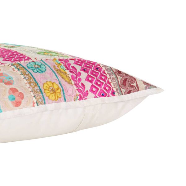 vidaXL Пачуърк възглавници 2 бр ръчно изделие 45x45 см червено/бежово