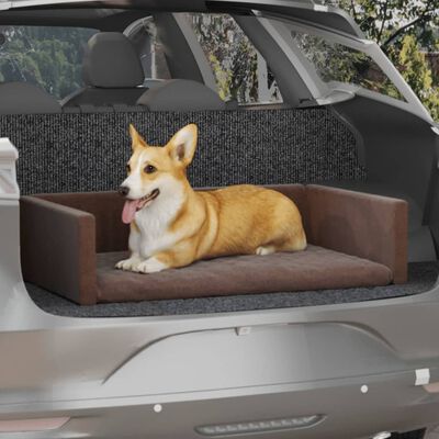 vidaXL Постелка за багажник за куче кафяв 110x70 см ленена визия