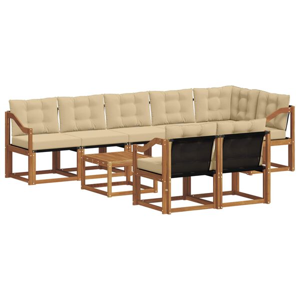 vidaXL Комплект дивани за открито 9 pcs Натурален и Бежов