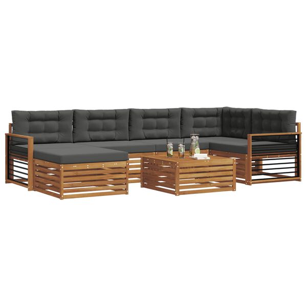 vidaXL Комплект дивани за открито 7 pcs Натурален и Антрацит