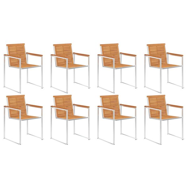 vidaXL Градински столове 8 бр с възглавници масивно акациево дърво