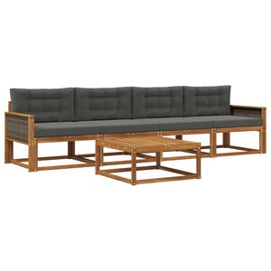 vidaXL Комплект дивани за открито 5 pcs Натурален и Антрацит