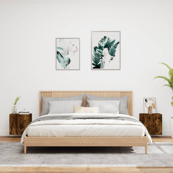 vidaXL Стенни ТB шкафове 2 бр опушен дъб 40,5x30x40 см инженерно дърво