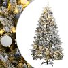 vidaXL Изкуствена коледна елха с шарнири, 300 LED и топки, 180 см