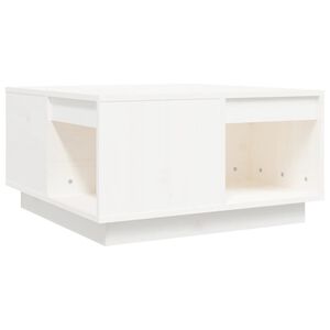 vidaXL Кафе маса, бяла, 60x61x32,5 см, борово дърво масив
