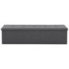 vidaXL Пейка за съхранение, изкуствен лен, 150x38x38 см, тъмносива