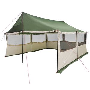 vidaXL Семейна палатка Зелено 450 x 400 x 265 см Полиестер и стомана