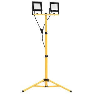 vidaXL LED прожектор със статив, 2x50 W, студено бяло