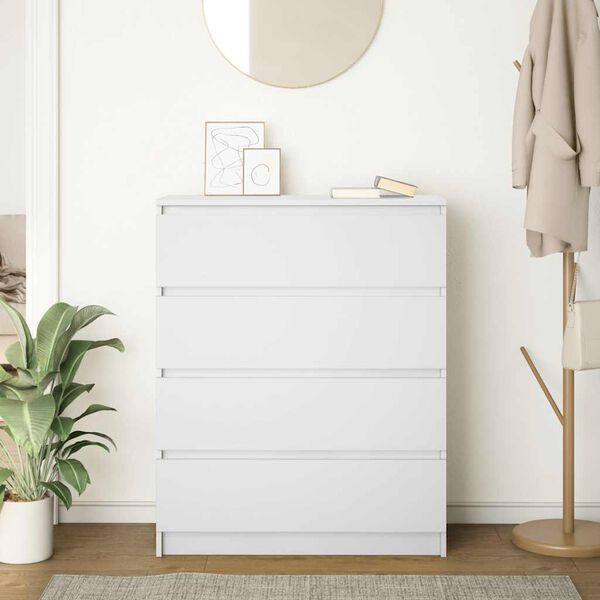 vidaXL Сайдборд, бял, 80x35x99 см, инженерно дърво