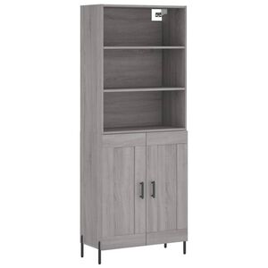 vidaXL Висок шкаф, сив сонома, 69,5x34x180 см, инженерно дърво