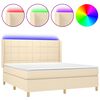 vidaXL Боксспринг легло с матрак и LED, кремаво, 160x200 см, плат