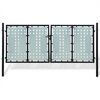 vidaXL Черна оградна порта с единична врата 300x125 см