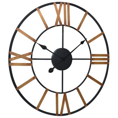 vidaXL Стенен часовник, златисто и черно, 70 см, метал