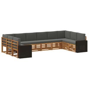 vidaXL Комплект дивани за открито 10 pcs Натурален и Антрацит