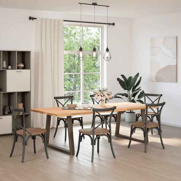 vidaXL Крака за трапезна маса, V-образни, 2 бр., естествена стомана, 100 x (72-73,3) см, стомана