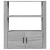 vidaXL Сайдборд, сив сонома, 80x30x90 см, инженерно дърво